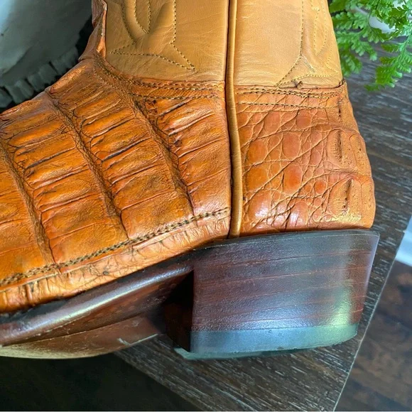 Black Diamond Mens Caiman Alligator Leather Made USA Cowboy Western‎ Boots 10.5 - Picture 7 of 11